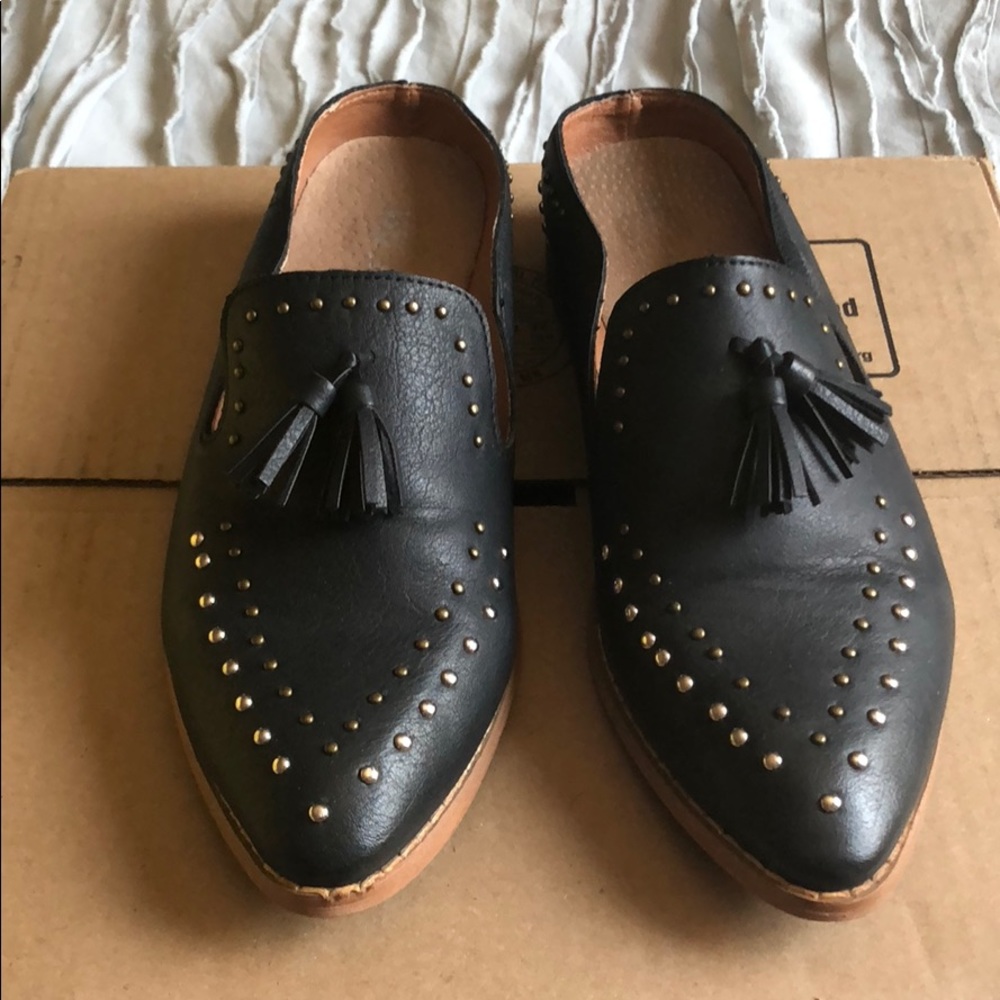 Black studded mules